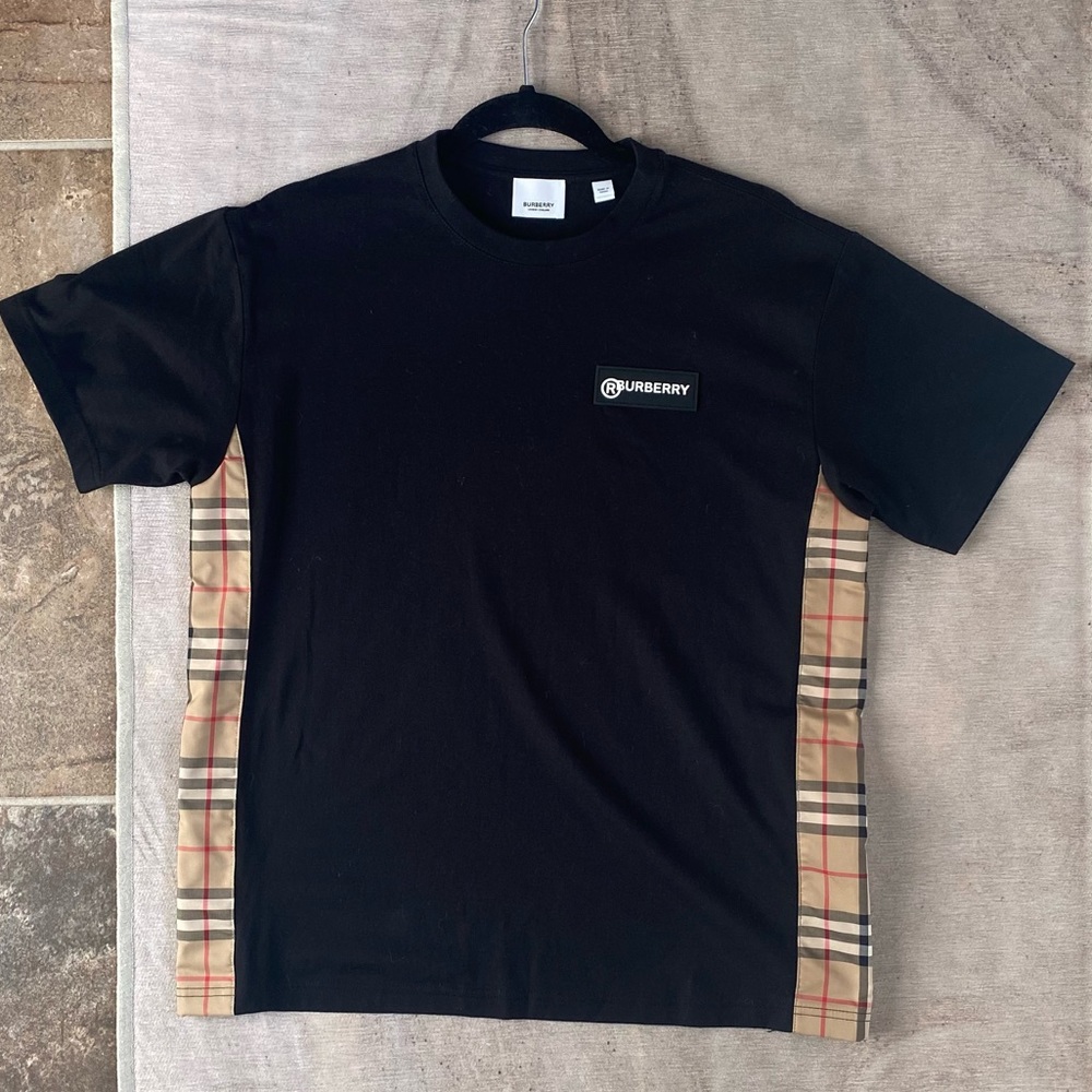 Vintage Check Panel Cotton Oversized T-Shirt